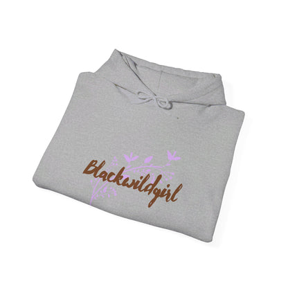 Black Wild Girl Floral - Unisex Heavy Blend™ Hooded Sweatshirt